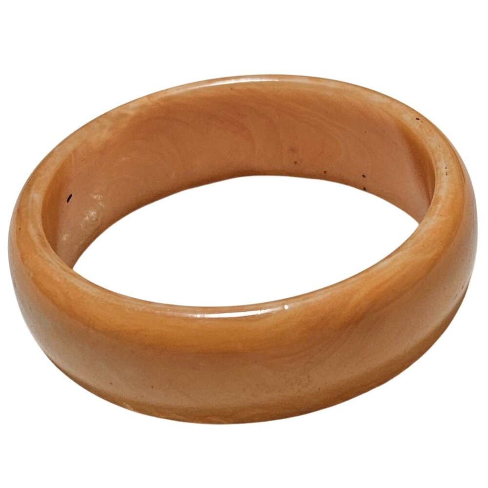 Vintage Orange Bakelite Bangle Bracelet Marbled Retro Fashion Jewelry Women